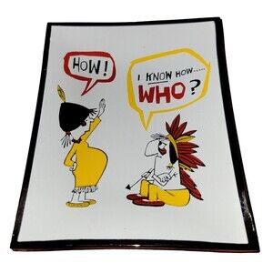 Vintage Houze Art Glass Cartoon Trinket Dish Indian Gag Pregnant Funny MCM Gift